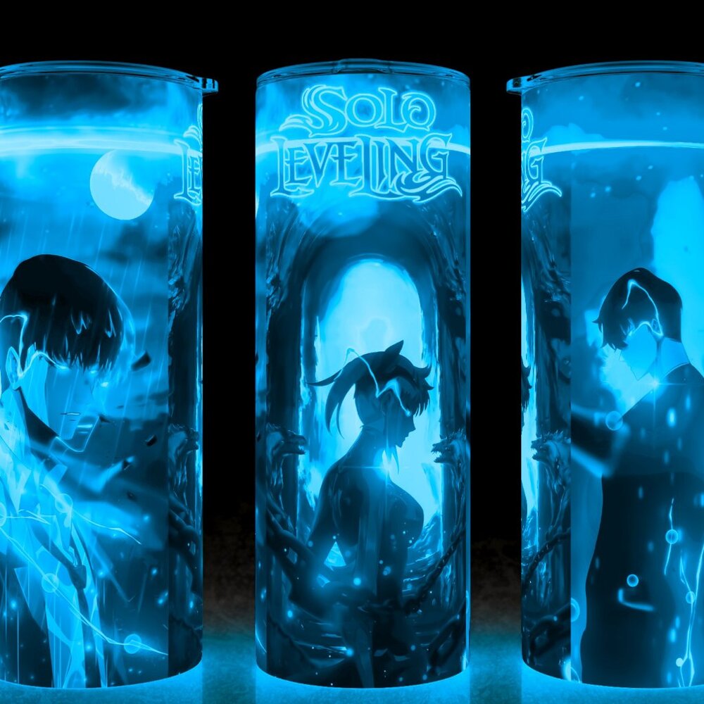 Glow in the Dark Solo Leveling Anime - Sung Jinwoo & Cha Hae-In Cup Mug Tumbler